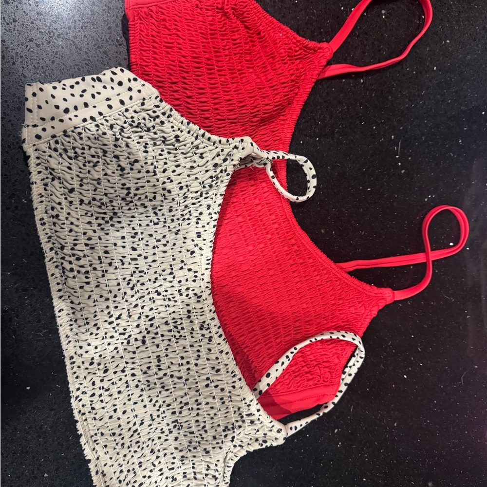 Women's Red and White Spotted Bikini set.